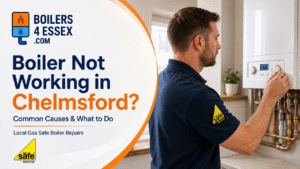 Boiler not working in Chelmsford being checked by a Gas Safe engineer
