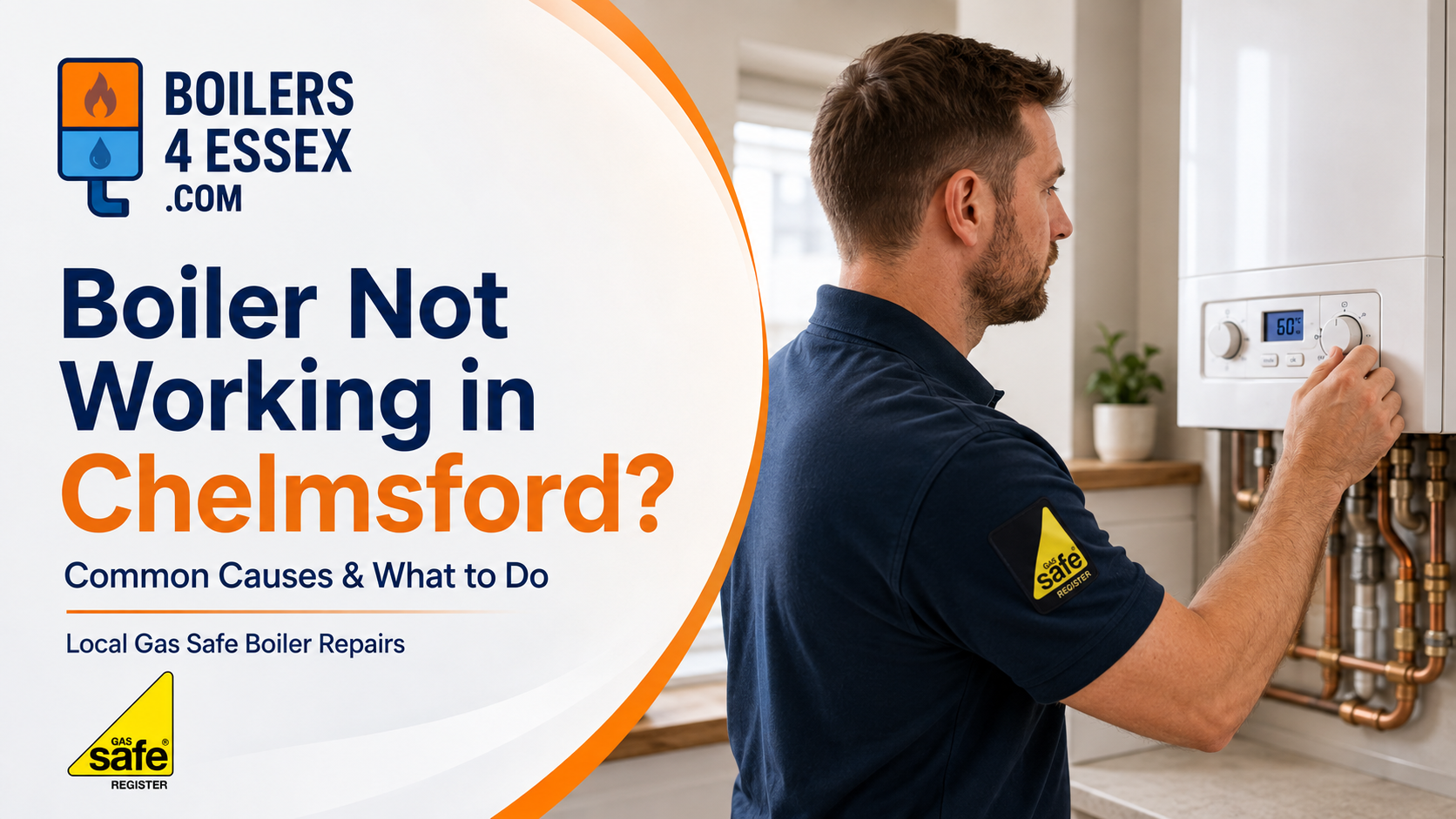 Boiler not working in Chelmsford being checked by a Gas Safe engineer