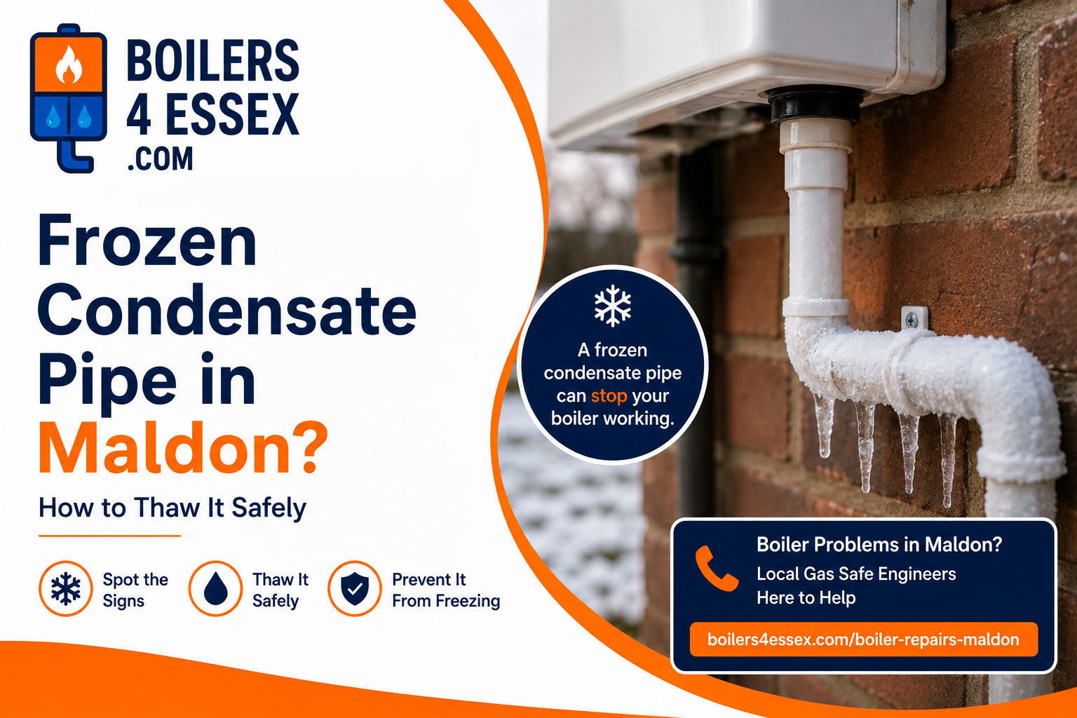 Frozen Condensate Pipe in Maldon? How to Thaw It Safely