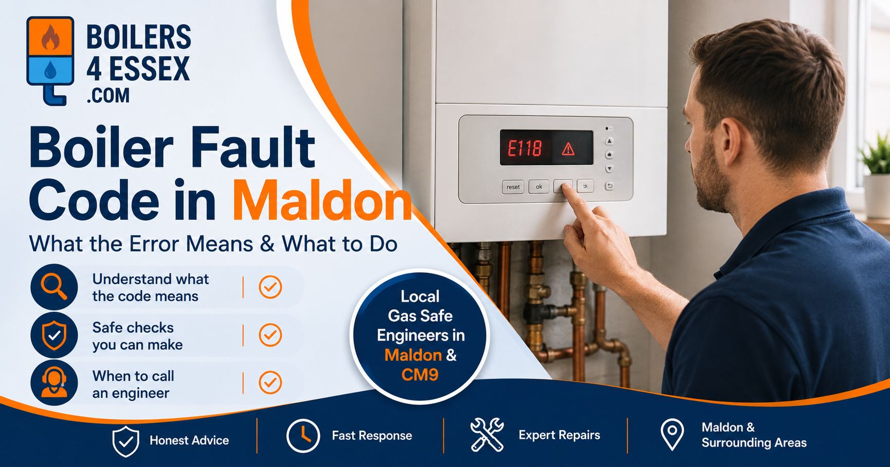 Boiler fault code in Maldon displayed on a faulty boiler – Boilers 4 Essex repair guide