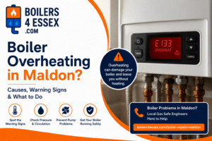Boiler overheating in Maldon showing high temperature warning – Boilers 4 Essex repair guide