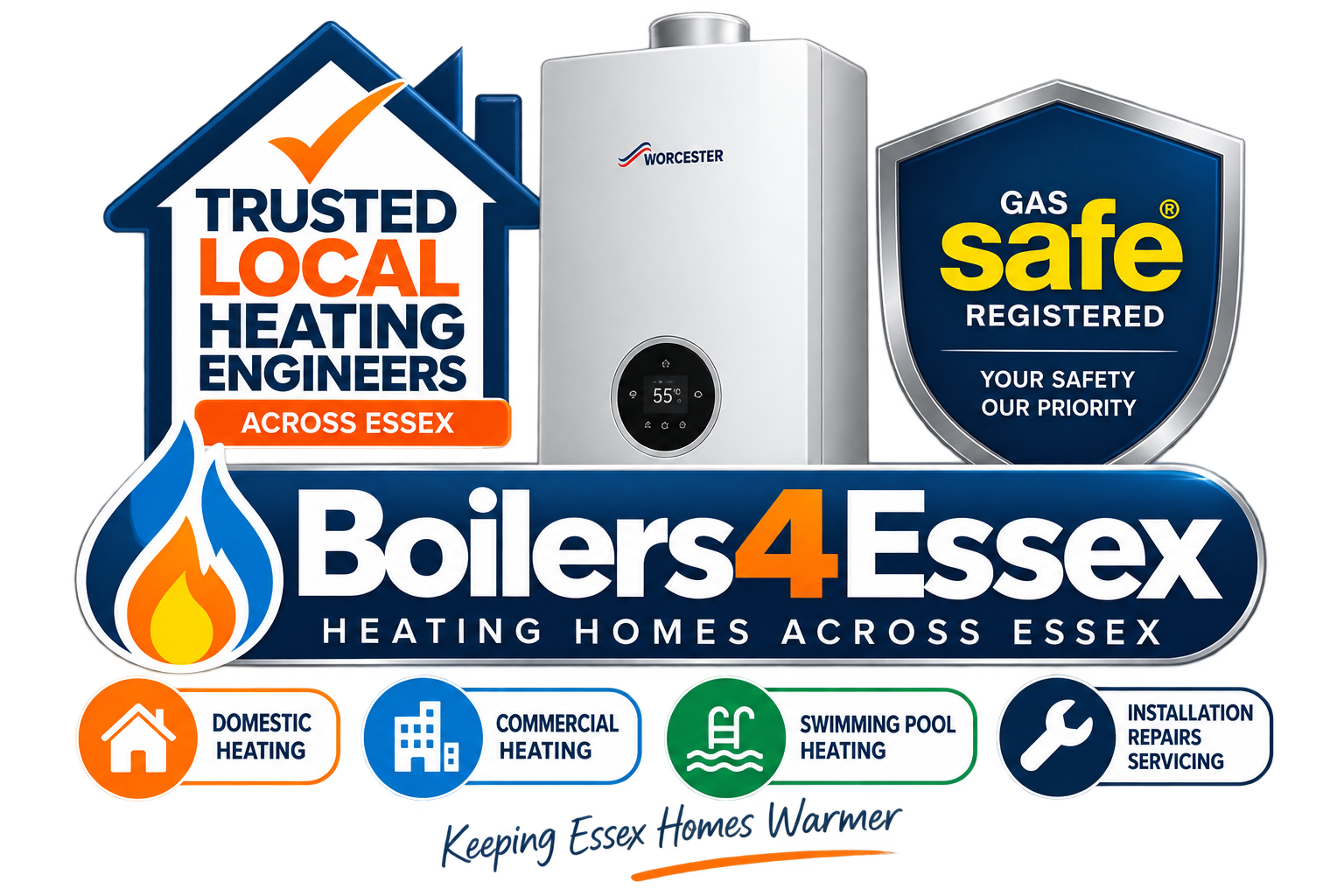Boilers 4 Essex trusted local heating engineers for domestic, commercial and swimming pool heating across Essex